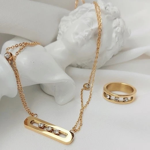 Ensemble collier bracelet et bague
